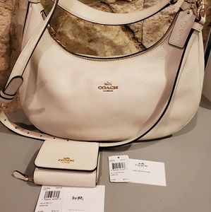 Chalk Coach Pebble Leather Hobo w/ Wallet